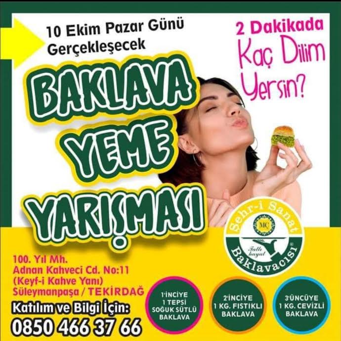 ŞEHR-İ SANAT BAKLAVACISI MÇ’DEN BAKLAVA YEME YARIŞMASI