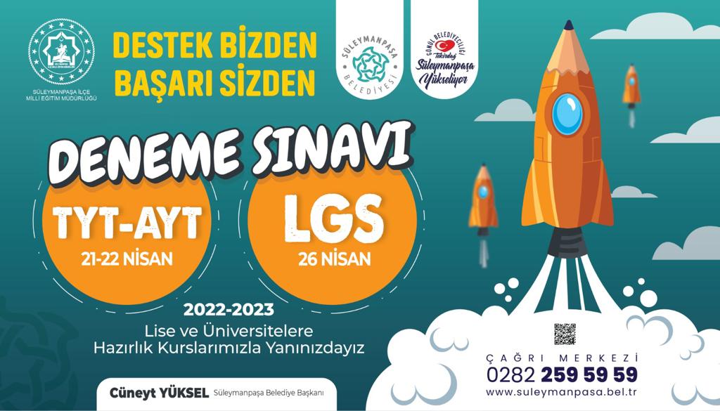 SÜLEYMANPAŞA BLD.NDEN ÖĞRENCİLERE ÜCRETSİZ SINAV DESTEĞİ